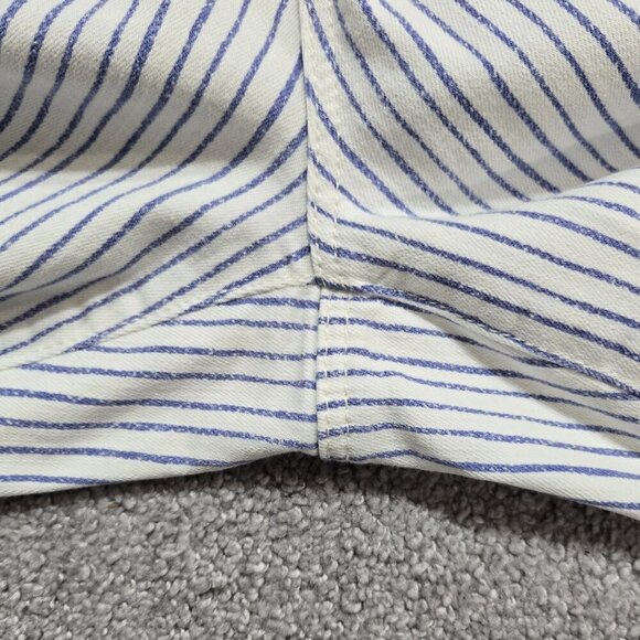 Chico's So Slimming Girlfriend Crop Jeans White Blue Painted Stripe Beachy - Picture 10 of 10